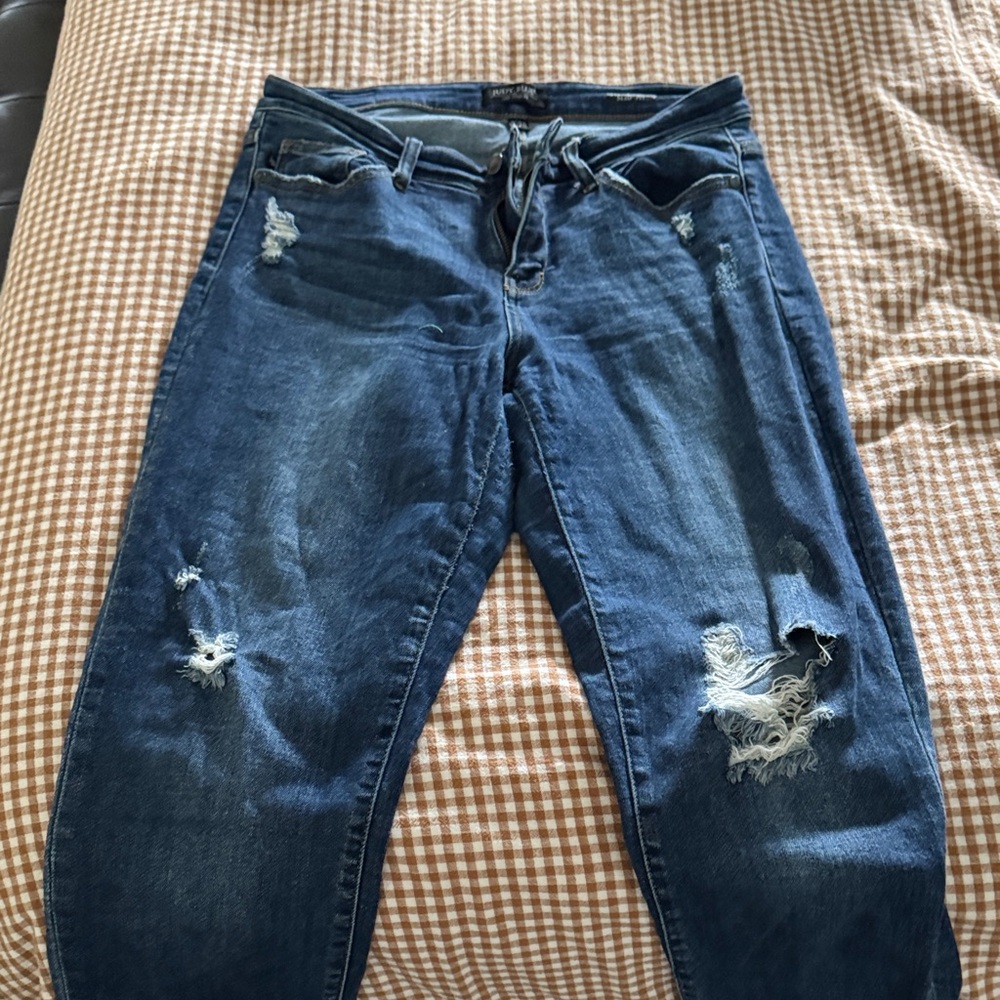 Judy Blue Dark Blue Distressed Boyfriend Jeans